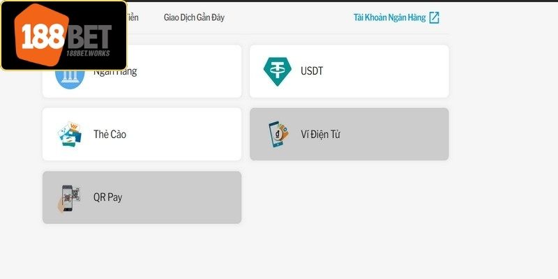 Các bước nạp tiền 188Bet từ ví điện tử